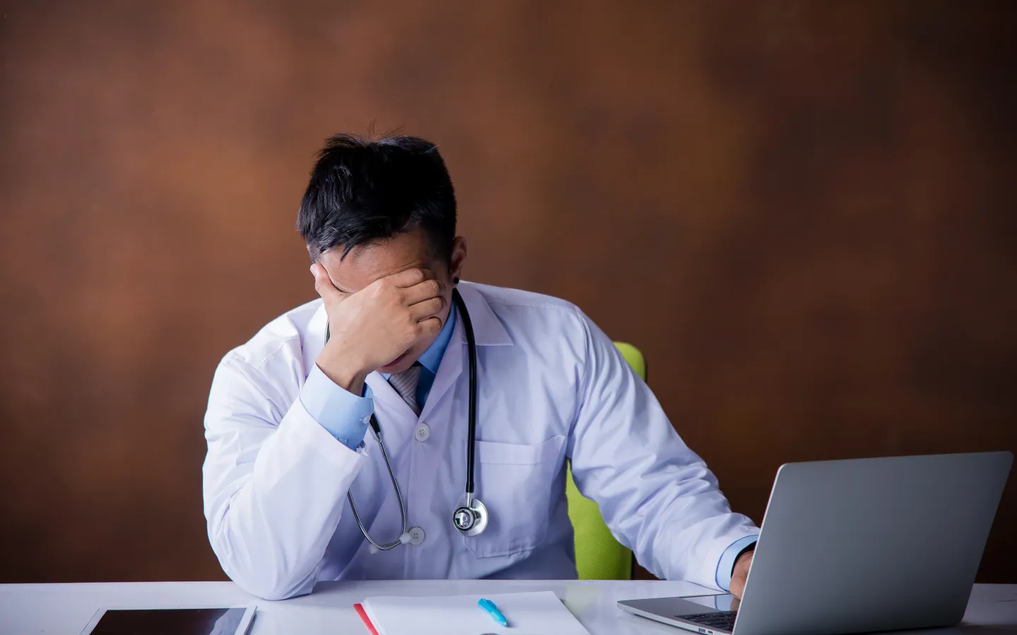 Medical professional reviewing a difficult case