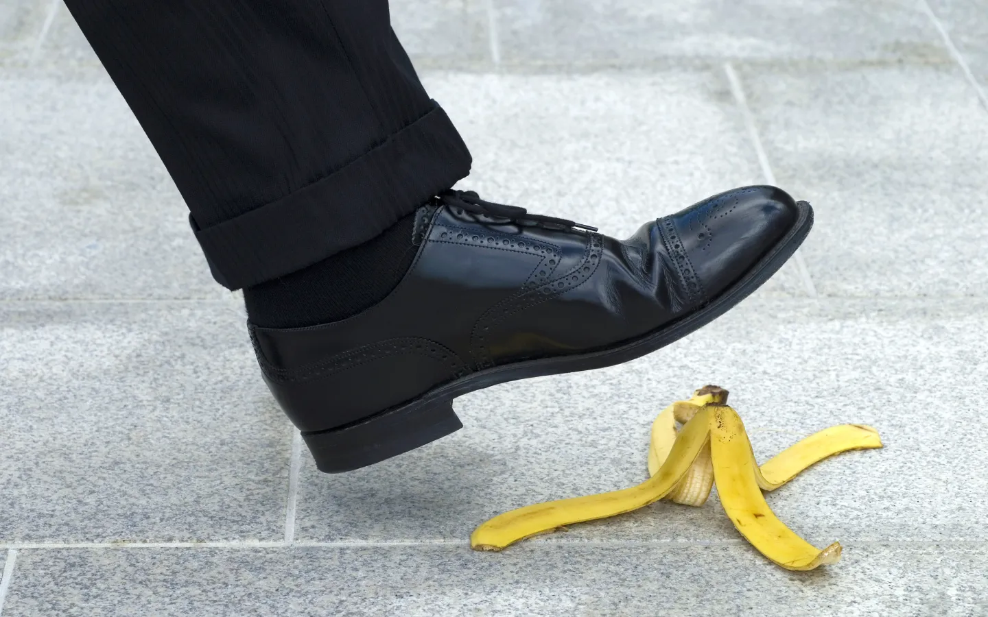 Slip and trip hazard with banana peel
